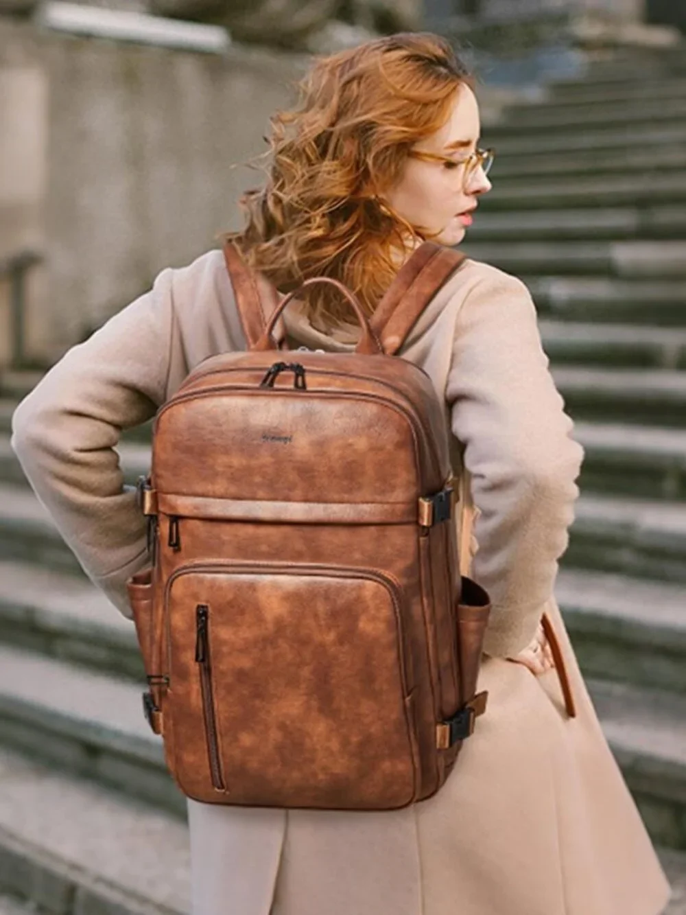 Stylish Vegan Leather Backpack for 17